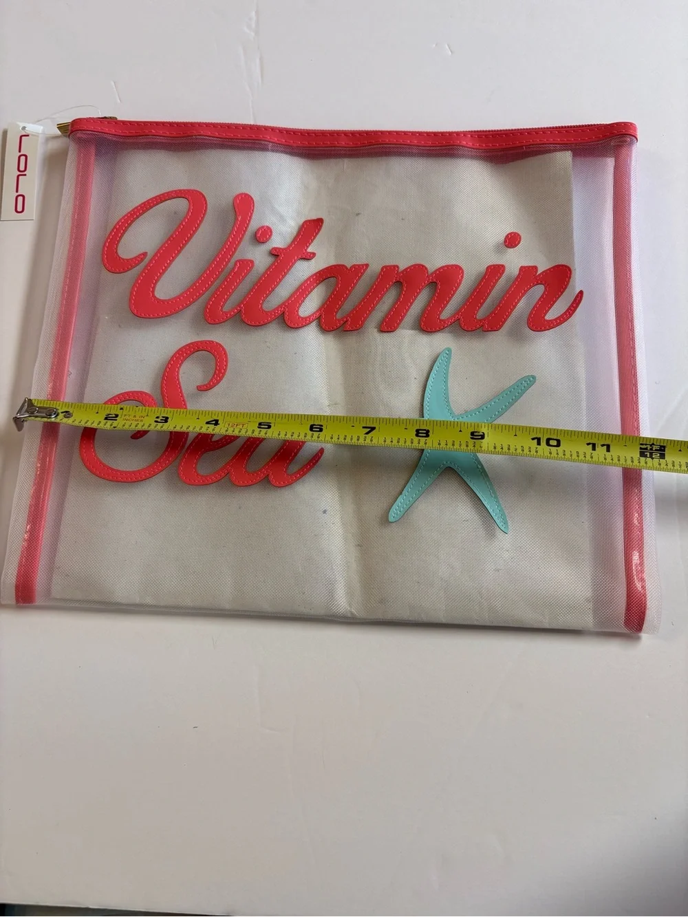 LOLO Vitamin Sea Clear mesh Beach Pouch with Red Trim